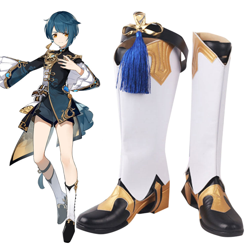Genshin Impact Xingqiu White Black Cosplay Shoes Boots