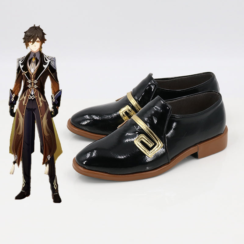 Genshin Impact Zhongli Black Cosplay Shoes