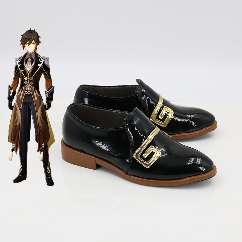 Genshin Impact Zhongli Black Cosplay Shoes