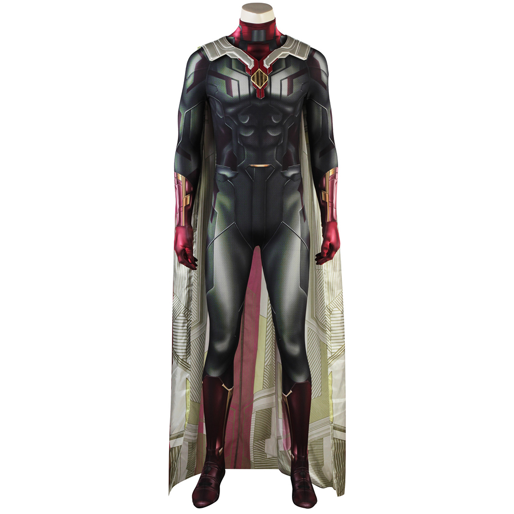 Marvel Movie Avengers 3 Infinity War Vision Cosplay Costume Halloween Jumpsuit Leotard Full