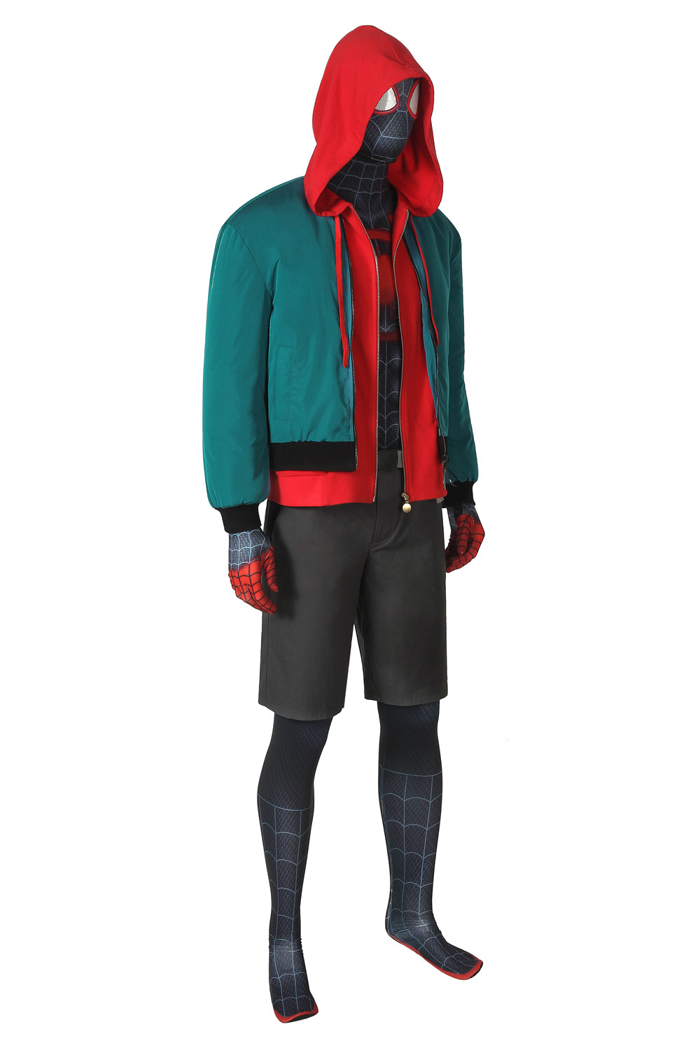 Spider-Man: Into the Spider-Verse Miles Morales Coat, Pants And Belt  Cosplay Costume Halloween Costume Sets J4362