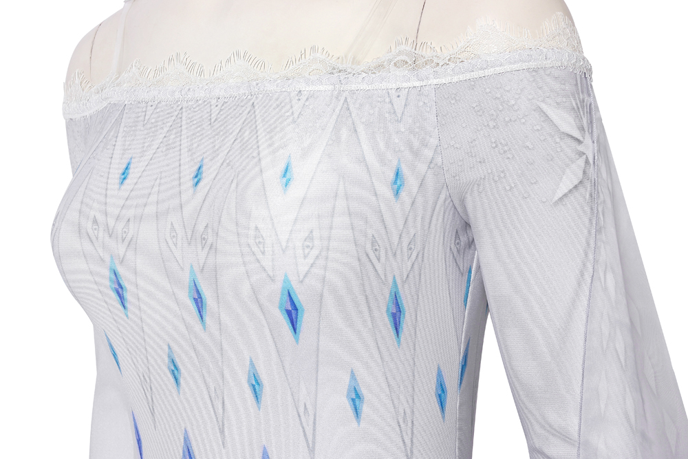 Movie Frozen 2 Princess Elsa Queen Ice Blue Cosplay Costume Dress Gown4559