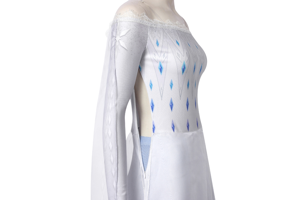 Movie Frozen 2 Princess Elsa Queen Ice Blue Cosplay Costume Dress Gown4559