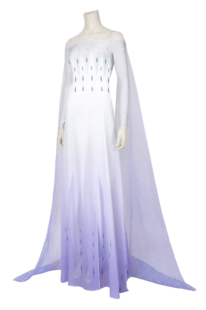 Movie Frozen 2 Princess Elsa Queen Ice Blue Cosplay Costume Dress Gown4559