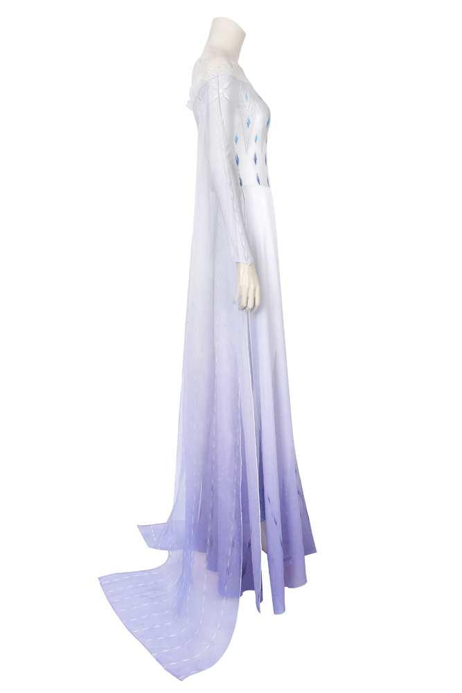 Movie Frozen 2 Princess Elsa Queen Ice Blue Cosplay Costume Dress Gown4559