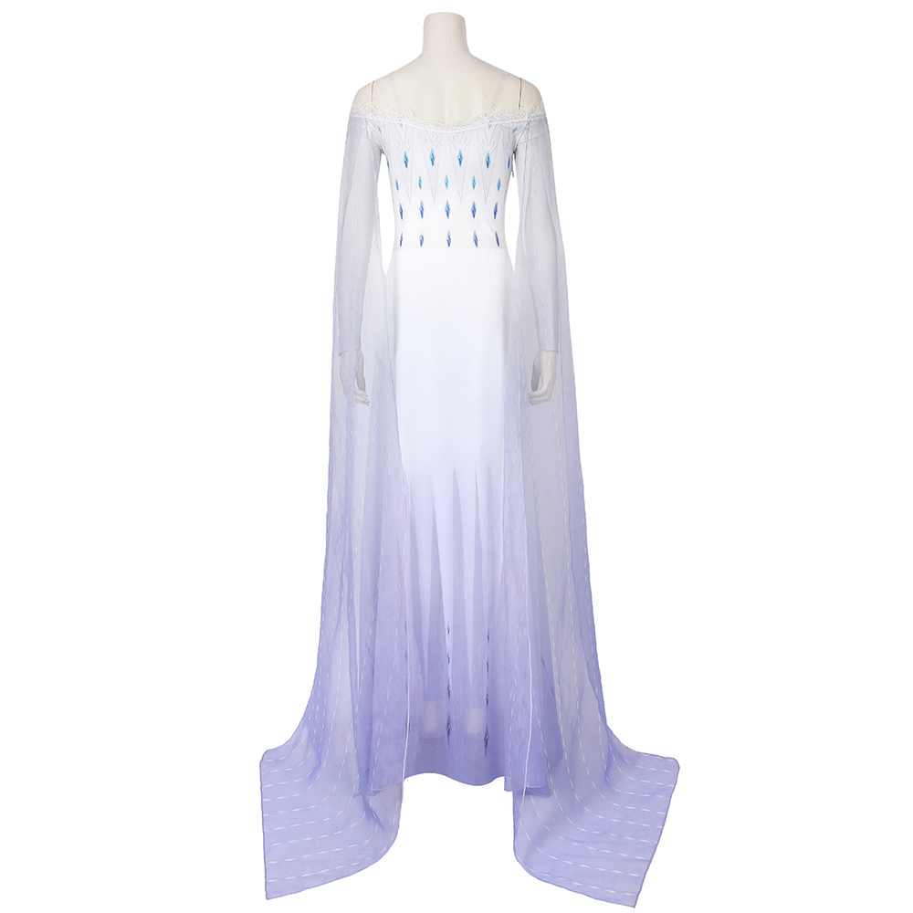 Movie Frozen 2 Princess Elsa Queen Ice Blue Cosplay Costume Dress Gown4559