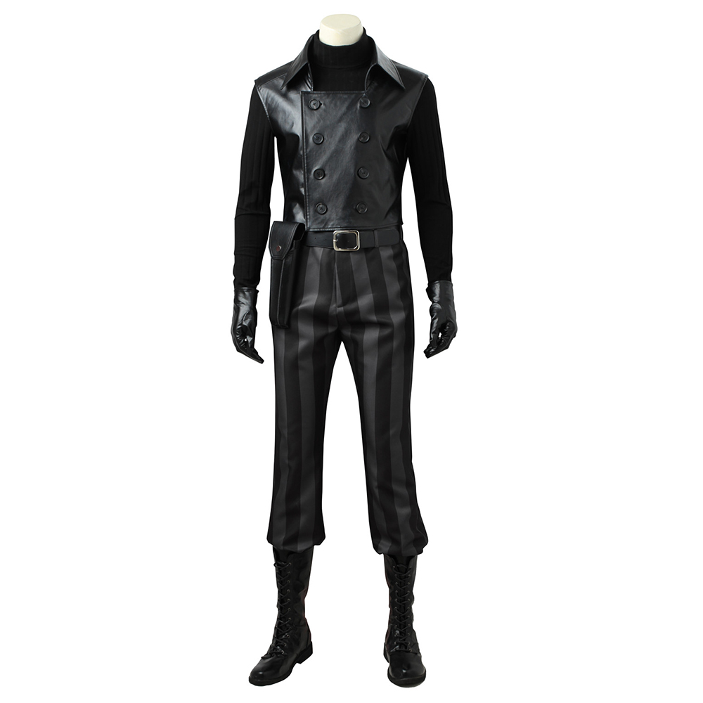 Cosplay Spider-Man Into The Spider-Verse Custome Outfit Coat Hat Shoes Black Set DC Movie 4363