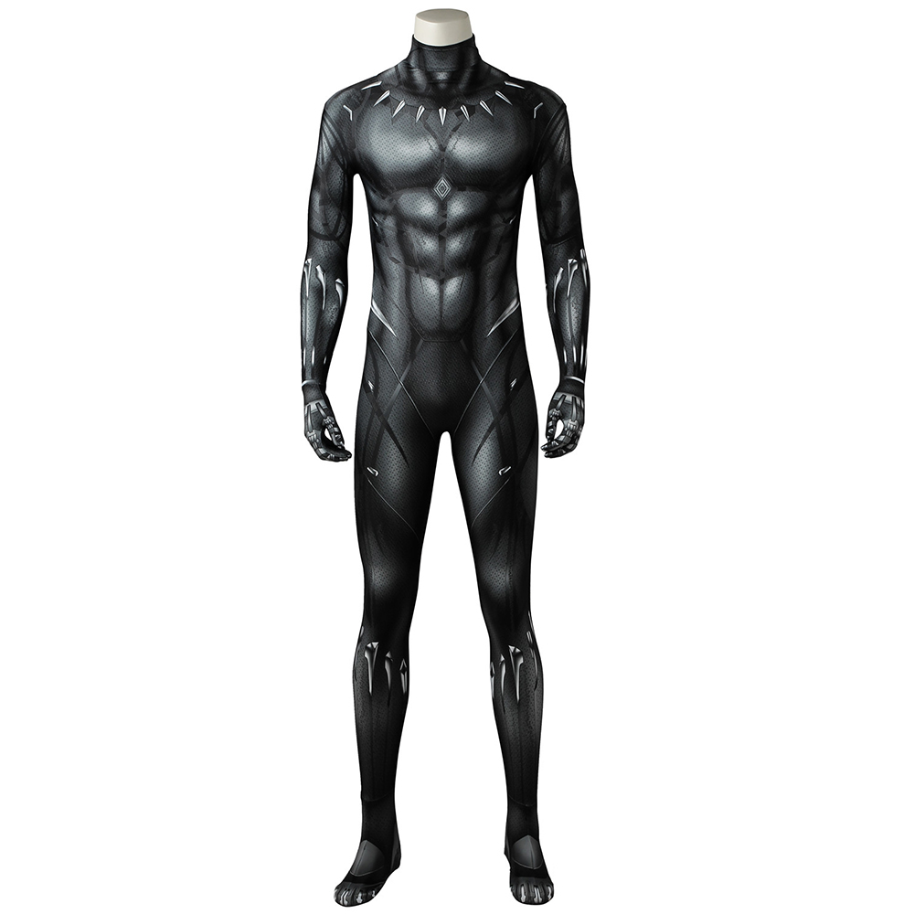 Black Panther Printed Spandex Lycra Costume with 3D Muscle Shading Black Panther Costumes for Adults