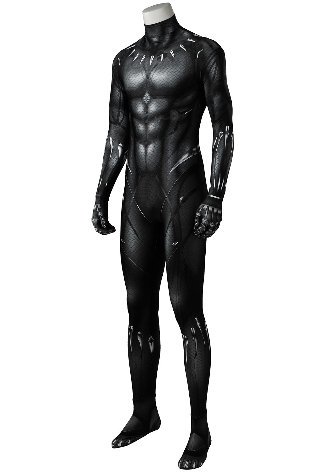 Black Panther Printed Spandex Lycra Costume with 3D Muscle Shading Black Panther Costumes for Adults