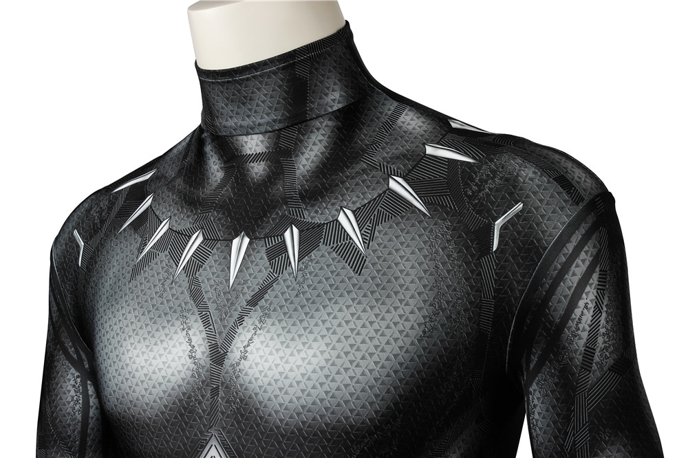 Black Panther Printed Spandex Lycra Costume with 3D Muscle Shading Black Panther Costumes for Adults
