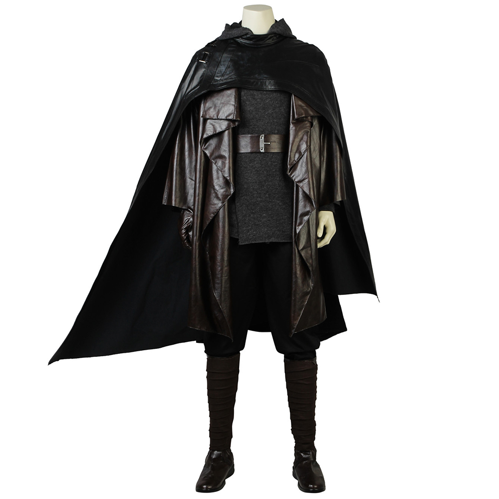 Movie Star Wars The Last Jedi Luke Skywalker Black Cloak Halloween Cosplay Costume Full Set