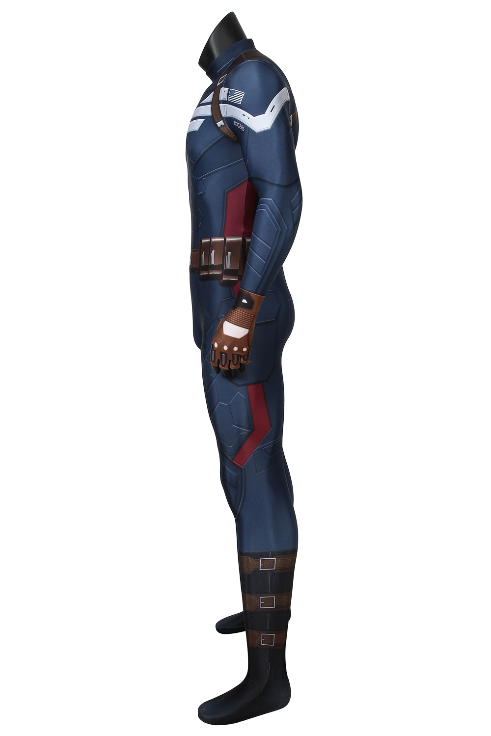 Marvel Movie Captain America: The Winter Soldier Captain America Steve Rogers Zentai Jumpsuit Bodysuit Cosplay Costume J4449