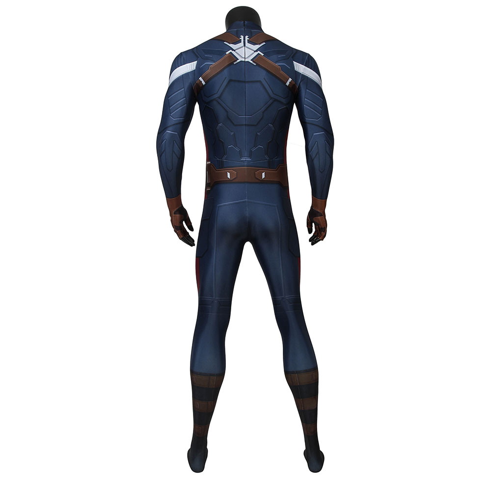 Marvel Movie Captain America: The Winter Soldier Captain America Steve Rogers Zentai Jumpsuit Bodysuit Cosplay Costume J4449