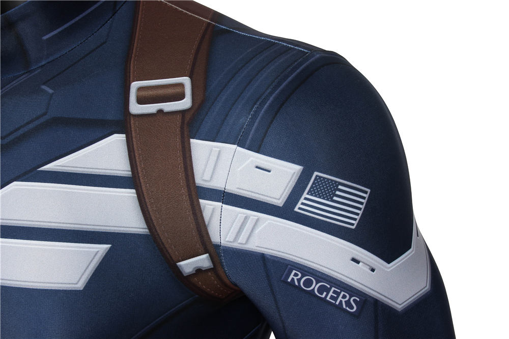 Marvel Movie Captain America: The Winter Soldier Captain America Steve Rogers Zentai Jumpsuit Bodysuit Cosplay Costume J4449