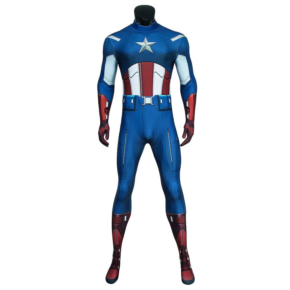Marvel Movie The Avengers Captain America Zentai Jumpsuit Bodysuit  Cosplay Costume Halloween Costume Sets J4448