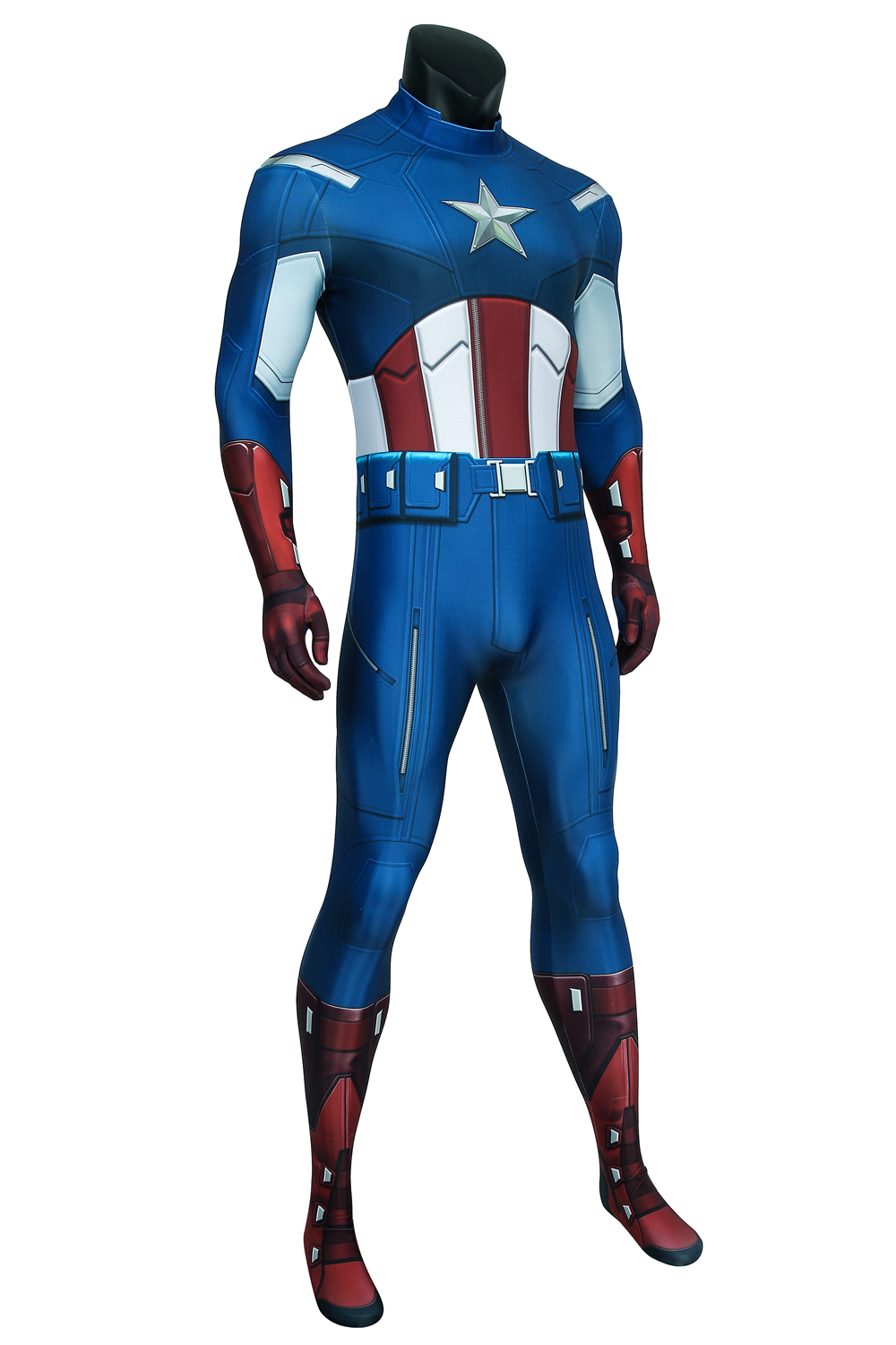 Marvel Movie The Avengers Captain America Zentai Jumpsuit Bodysuit  Cosplay Costume Halloween Costume Sets J4448