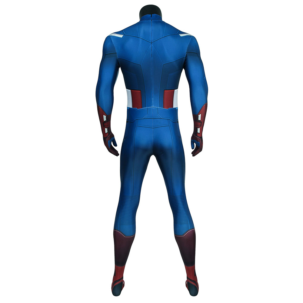 Marvel Movie The Avengers Captain America Zentai Jumpsuit Bodysuit  Cosplay Costume Halloween Costume Sets J4448