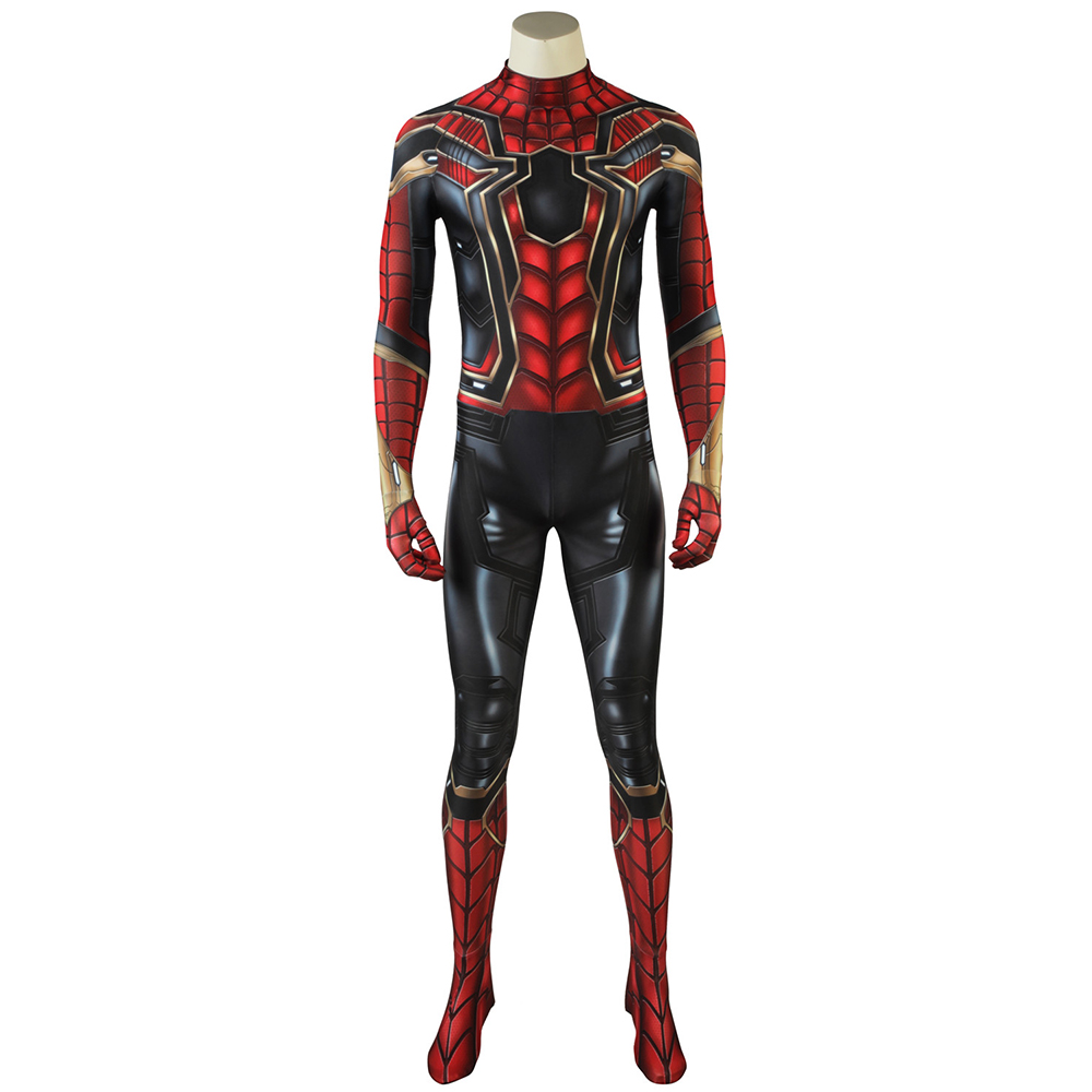 Nuitab Boy's Iron Spider Spiderman Costume Halloween Cosplay Jumpsuit Bodysuit Lycra Spandex Suit School Prom Fancy Dress Carnival Outfits Red Adult 