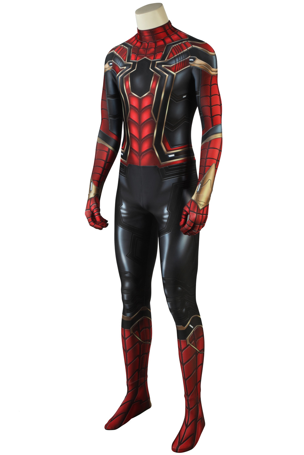Nuitab Boy's Iron Spider Spiderman Costume Halloween Cosplay Jumpsuit Bodysuit Lycra Spandex Suit School Prom Fancy Dress Carnival Outfits Red Adult 