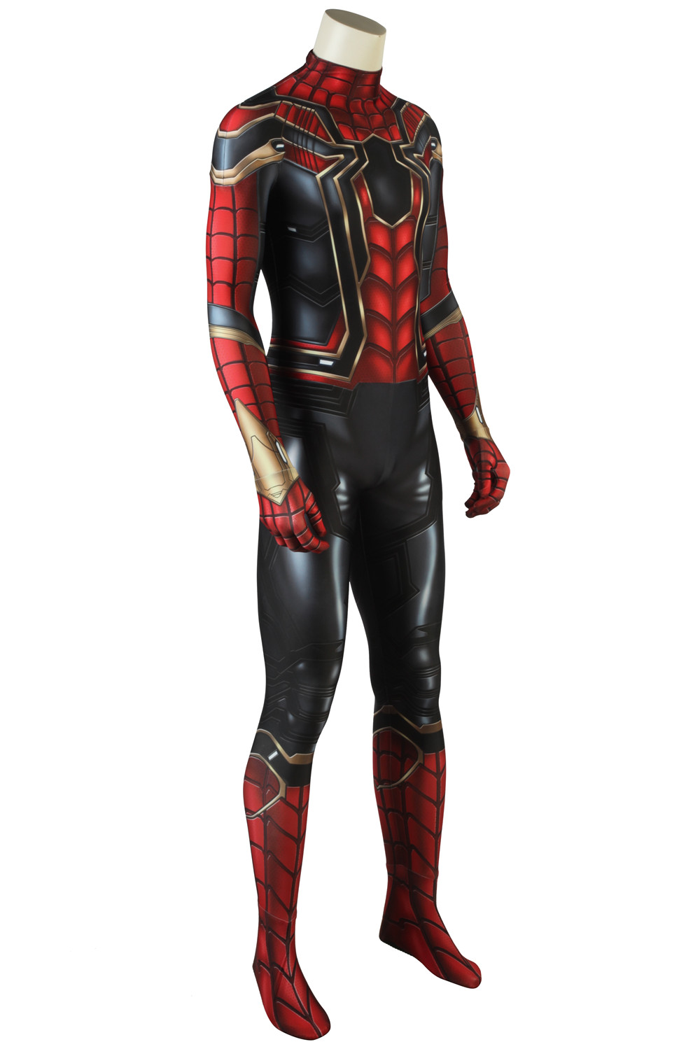 Nuitab Boy's Iron Spider Spiderman Costume Halloween Cosplay Jumpsuit Bodysuit Lycra Spandex Suit School Prom Fancy Dress Carnival Outfits Red Adult 