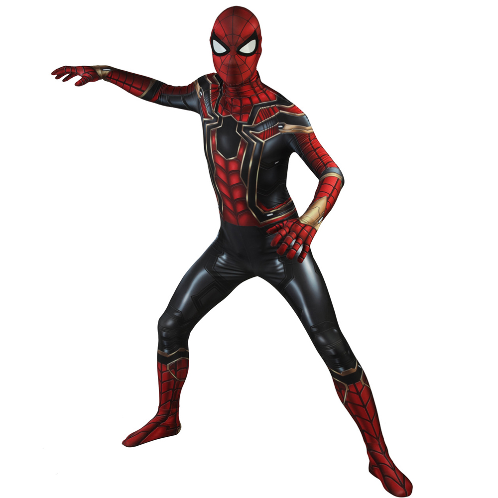 Nuitab Boy's Iron Spider Spiderman Costume Halloween Cosplay Jumpsuit Bodysuit Lycra Spandex Suit School Prom Fancy Dress Carnival Outfits Red Adult 