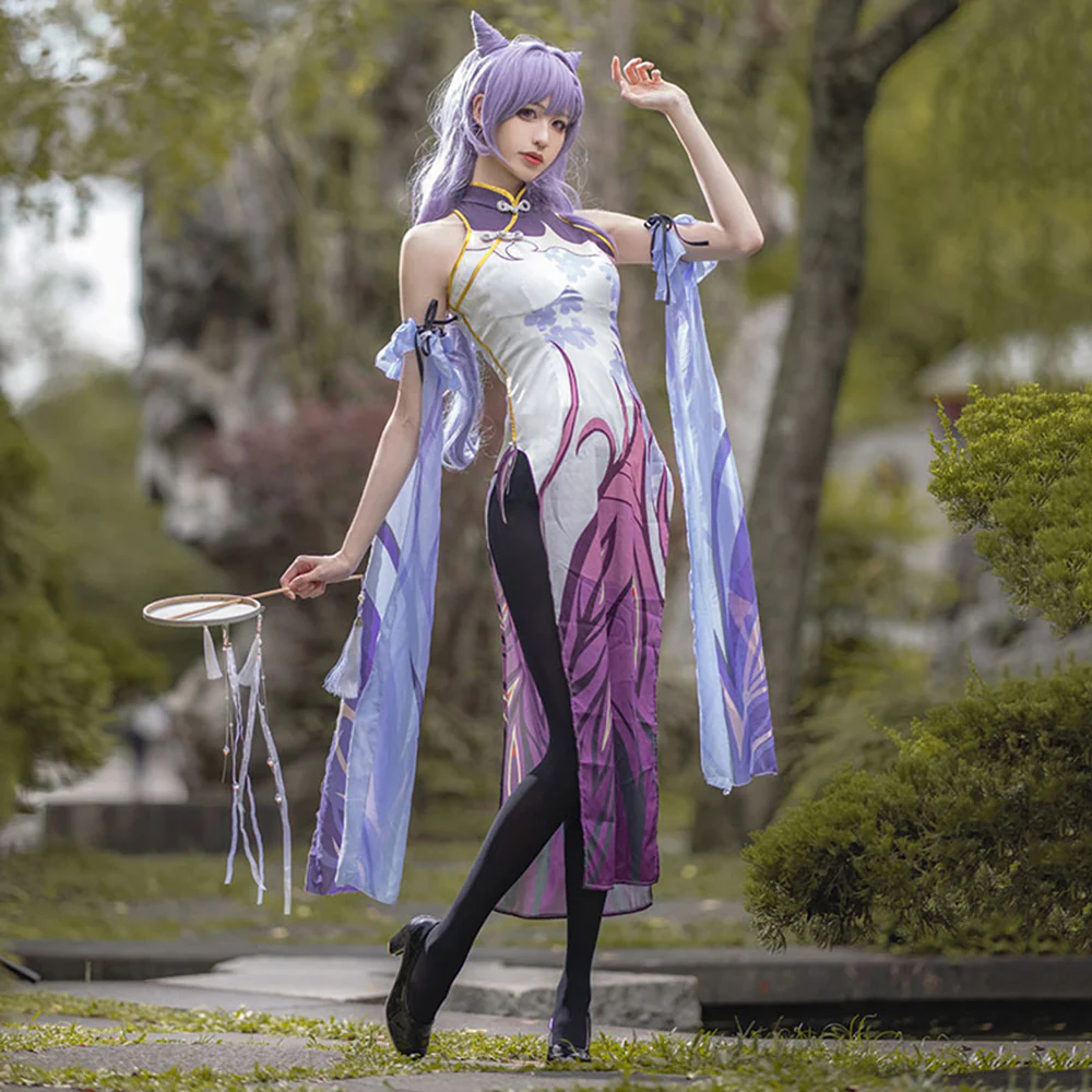 Keqing from Genshin Impact Cheongsam Cosplay Costume