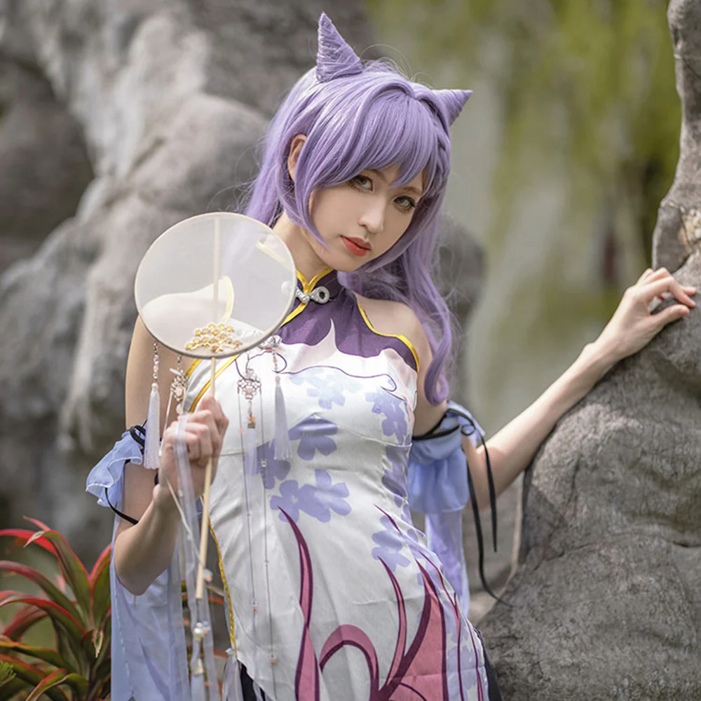Keqing from Genshin Impact Cheongsam Cosplay Costume