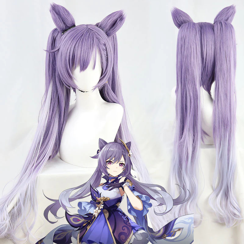 Genshin Impact Halloween Purple Keqing Cosplay Wig