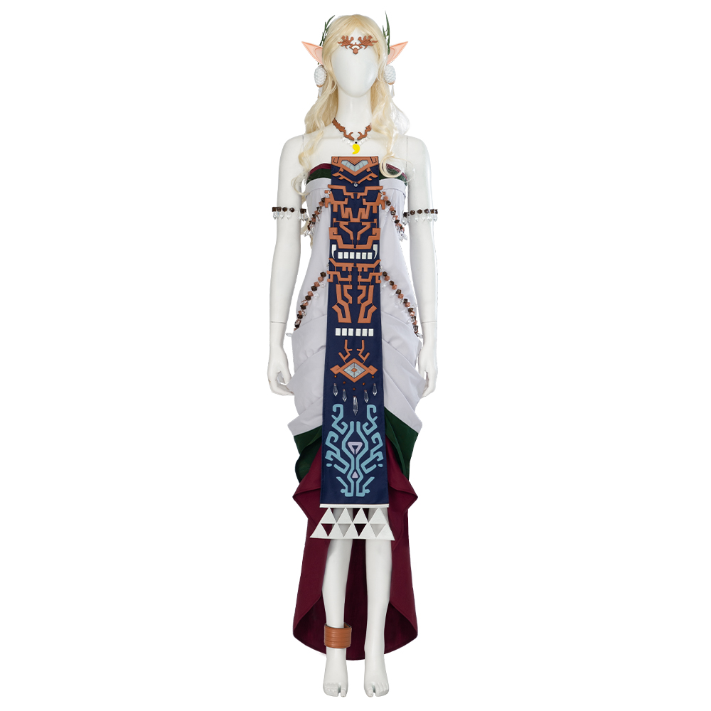 White Legend Of Zelda Tears Of The Kingdom Queen Sonia Halloween Cosplay Costume Set