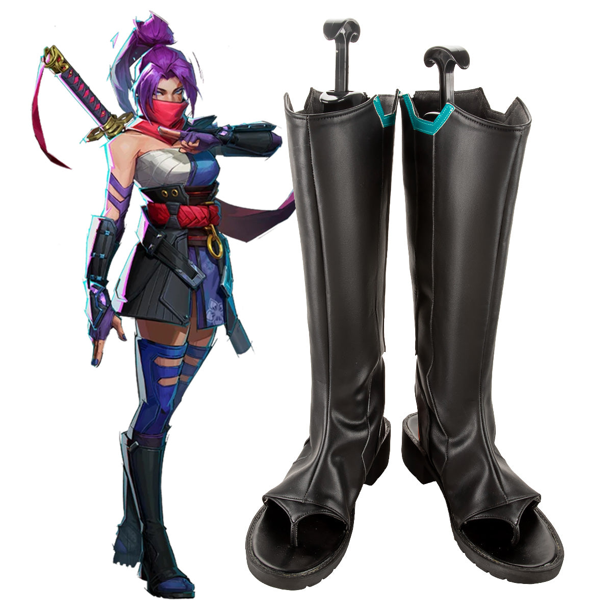 Marvel Rivals Psylocke Black Shoes Cosplay Boots