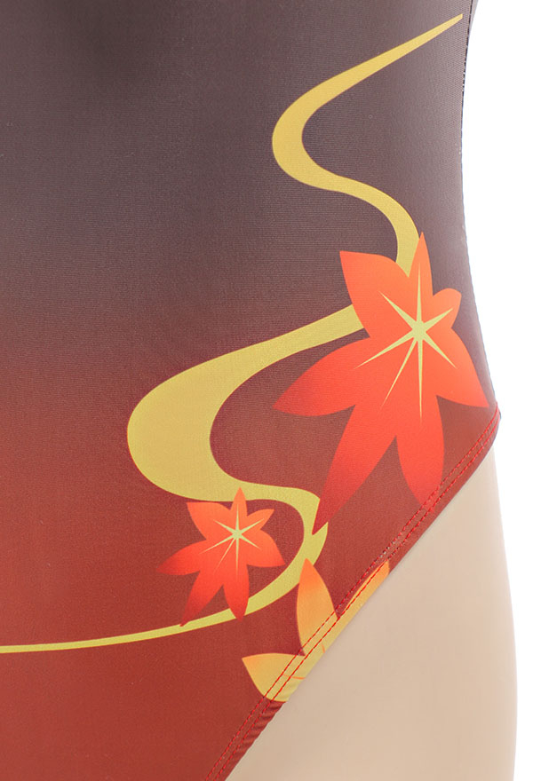 Genshin Impact Kaedehara Kazuha Derivative Swimsuit Deep V One-Piece Swimwear and Cover-up with Choker and Clip 