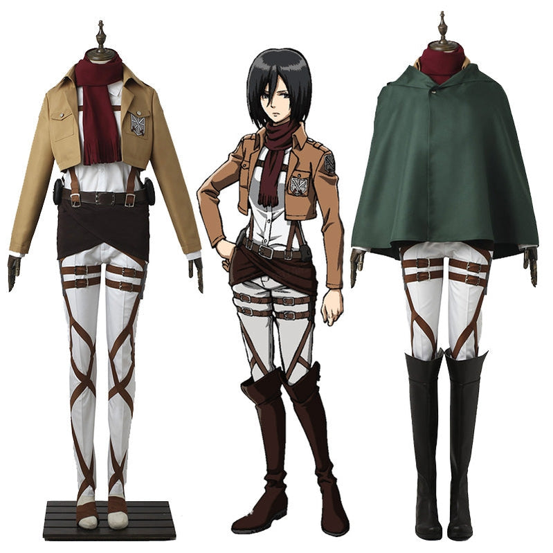 Anime Attack on Titan Mikasa Ackerman Training Corps Uniform Set Cosplay Costumes
