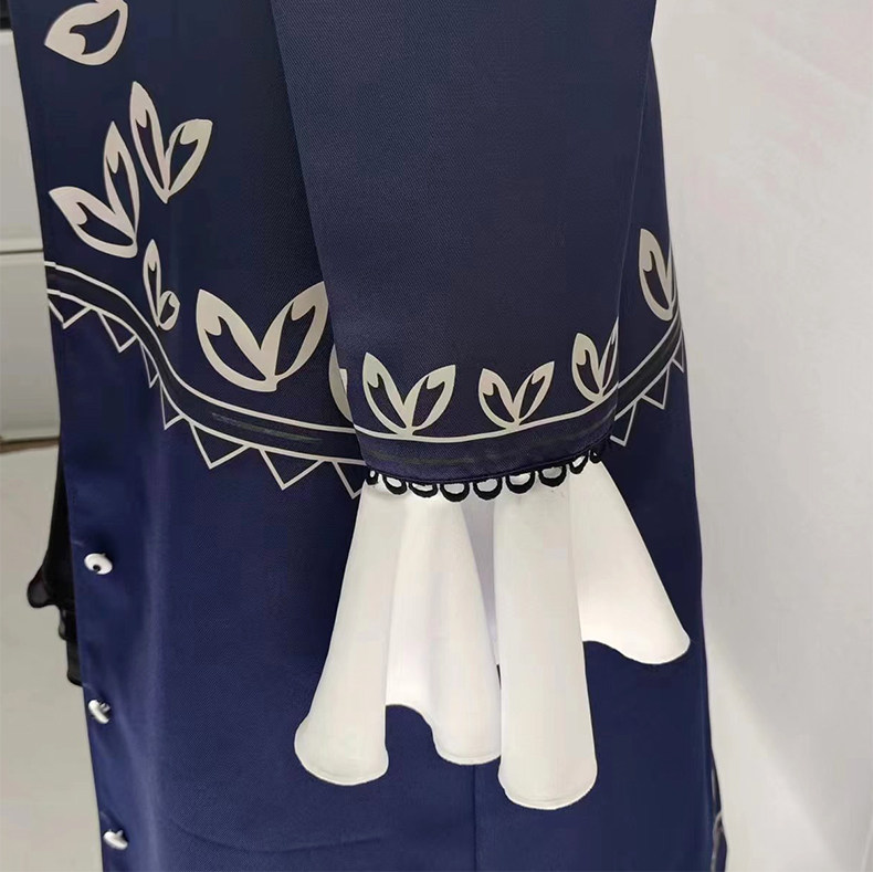 Library Of Ruina Angela Cosplay Costume Blue Long Gothic Coat Black PU Short Skirt 