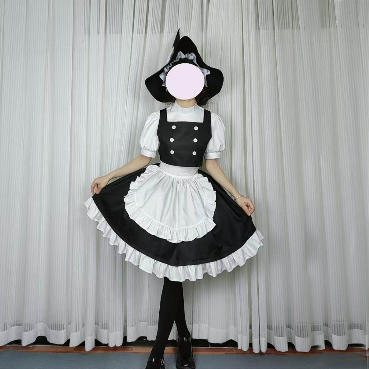 TouHou Project Kirisame Marisa Maid Dress Cosplay Costume Hat Uniform