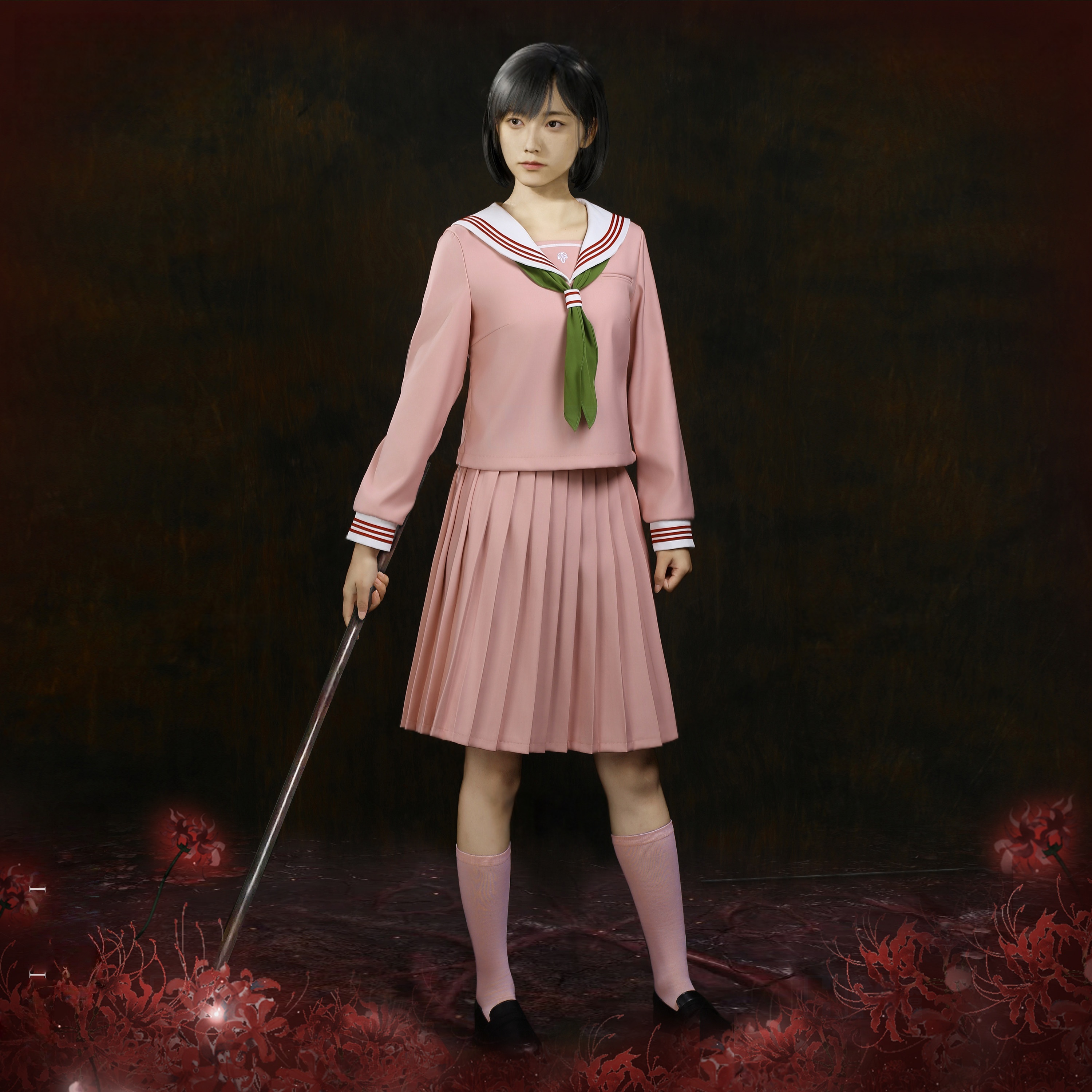 Silent Hill Hinako Shimizu Cosplay Costume Pink Uniform Skirt