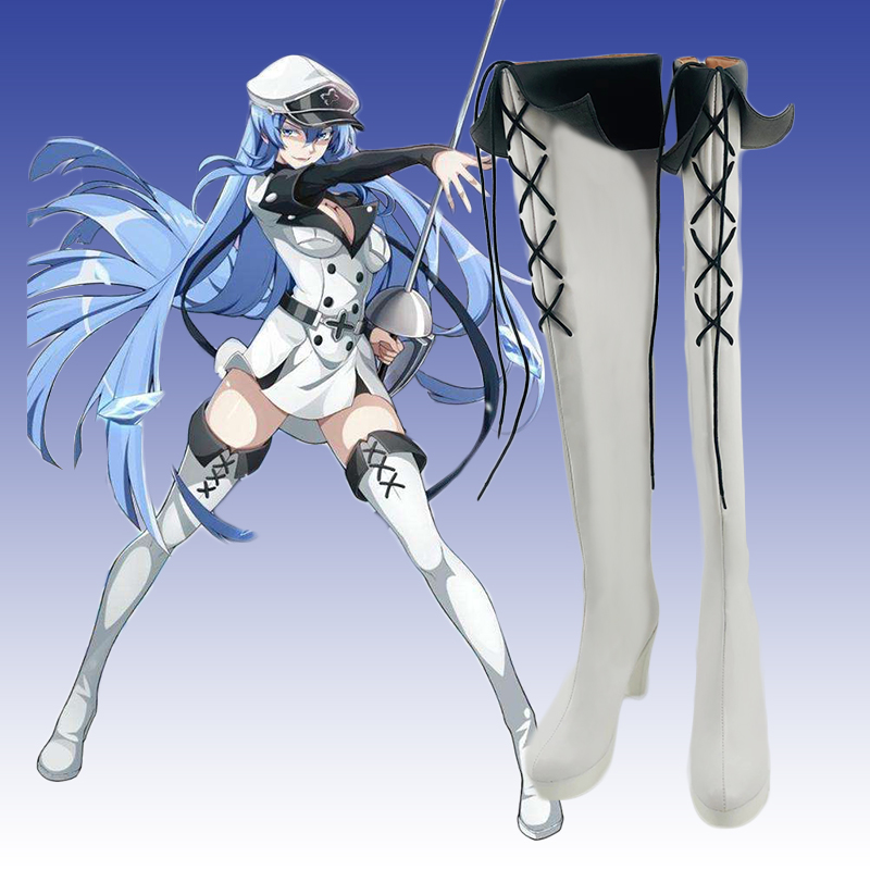 Akame Ga Kill! Jaegers Esdeath White Shoes Cosplay Boots