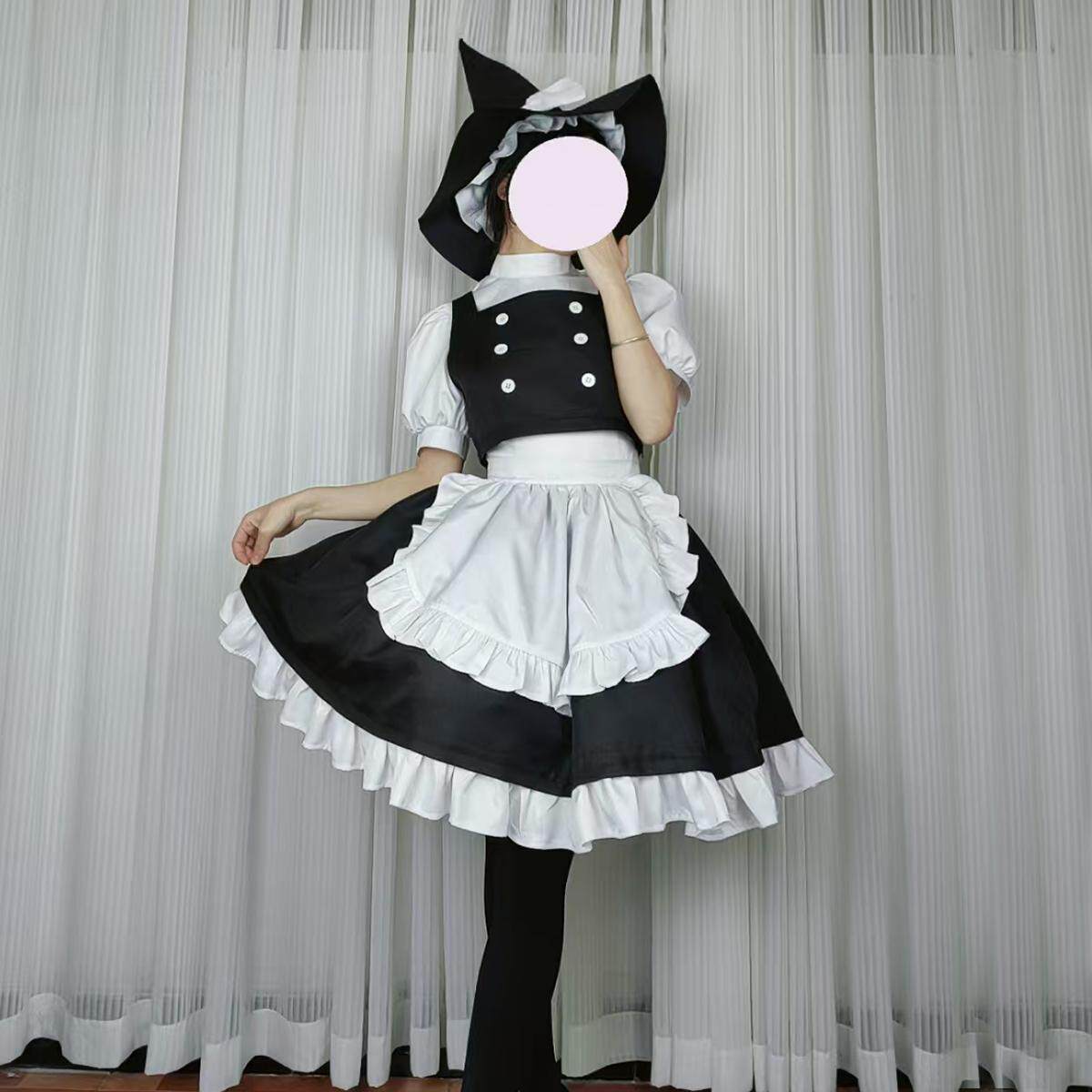 TouHou Project Kirisame Marisa Maid Dress Cosplay Costume Hat Uniform