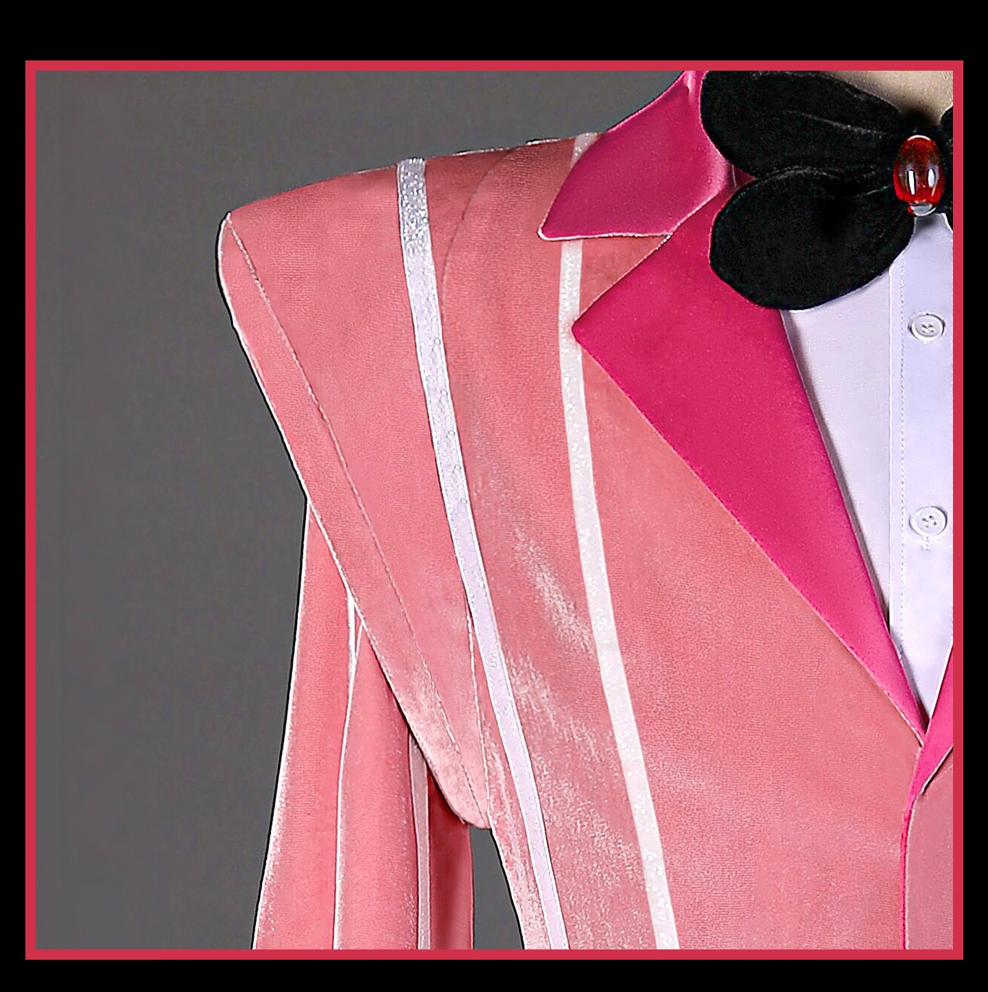 Hazbin Hotel Alastor Cosplay Costume Radio Demon Pink Suit Uniform