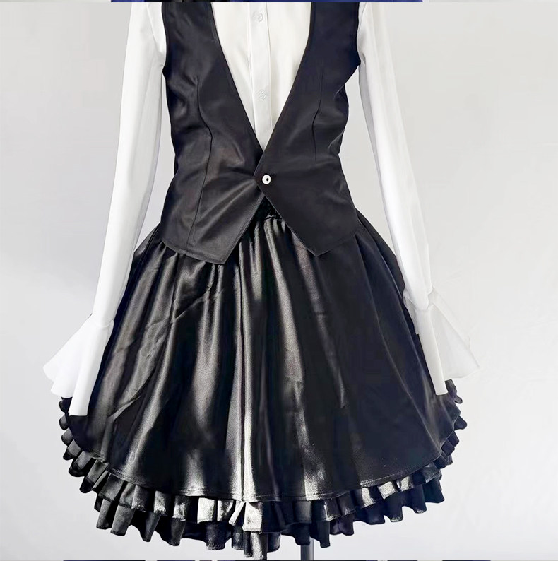 Library Of Ruina Angela Cosplay Costume Blue Long Gothic Coat Black PU Short Skirt 