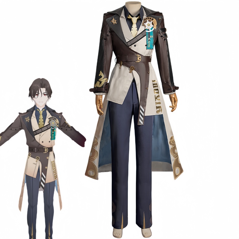 Honkai Star Rail Reca Cosplay Costume Mr. Reca PU Coat Gloves Uniform Outfits Halloween