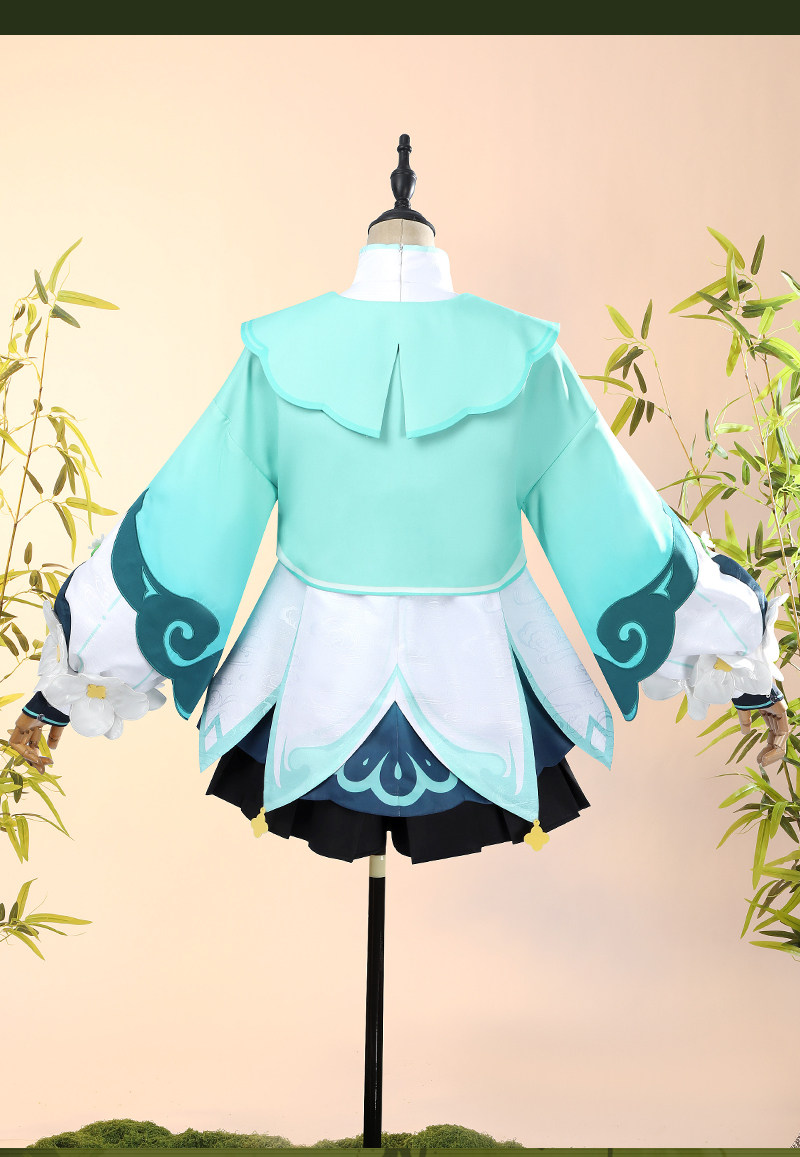 Genshin Impact Game Yaoyao Cosplay Costume Listening to the Rain and Bamboo Uniform Sweet Dress 