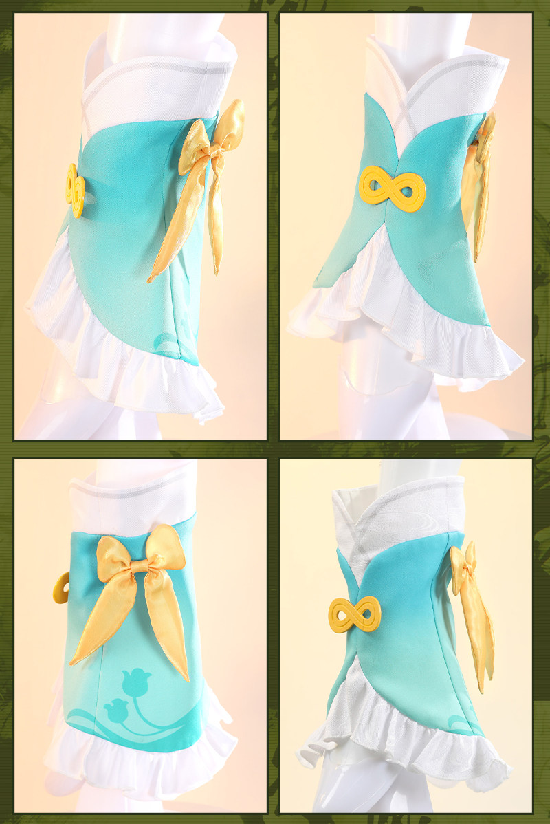 Genshin Impact Game Yaoyao Cosplay Costume Listening to the Rain and Bamboo Uniform Sweet Dress 