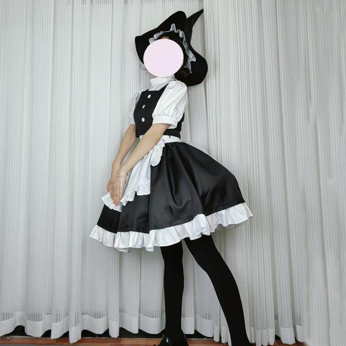 TouHou Project Kirisame Marisa Maid Dress Cosplay Costume Hat Uniform