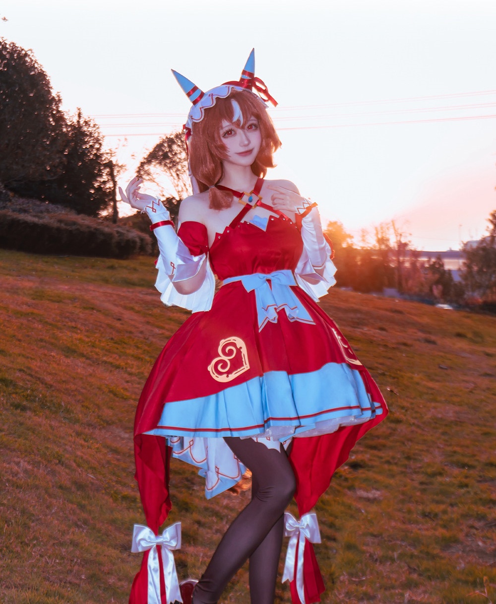 Umamusume Pretty Derby Still in Love Cosplay Costume  Red Kawaii Lolita Dress