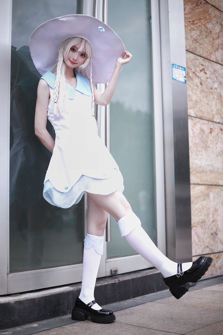 PM Lillie Cosplay Dress with hat and Socks Christmas Cosplay Costume