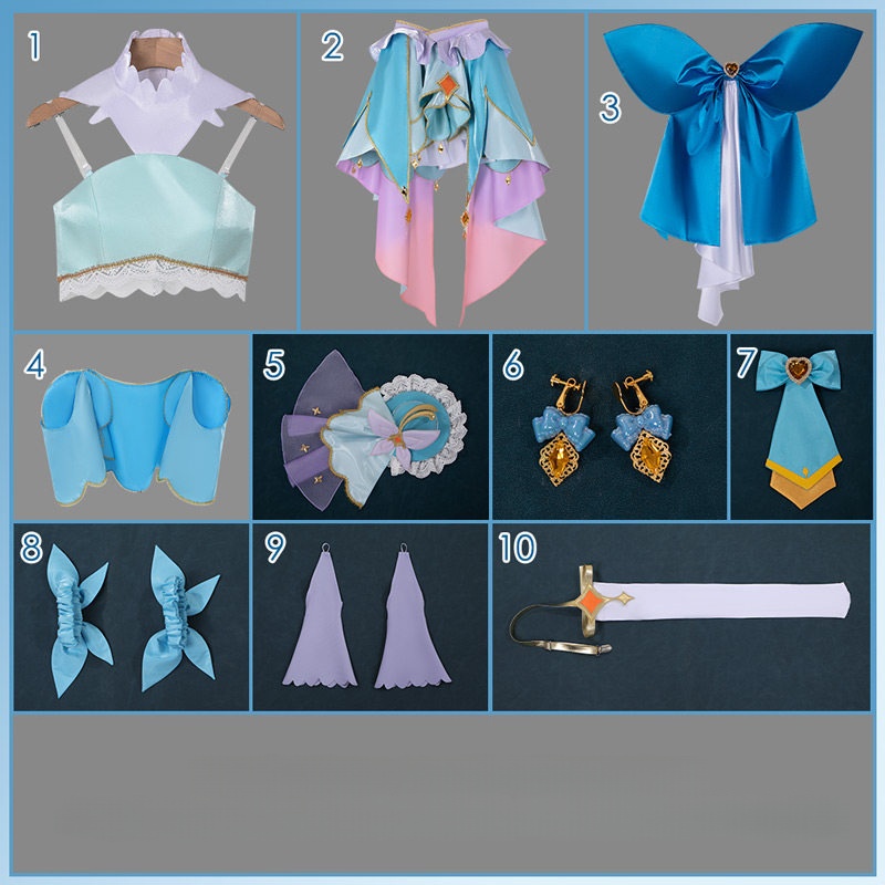 Cure Eclair Anime Star Detective Precure! Cosplay Costume Sweet Light Blue Lolita