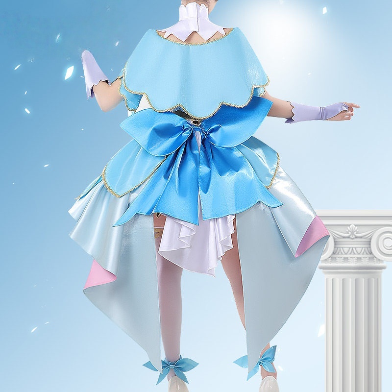 Cure Eclair Anime Star Detective Precure! Cosplay Costume Sweet Light Blue Lolita