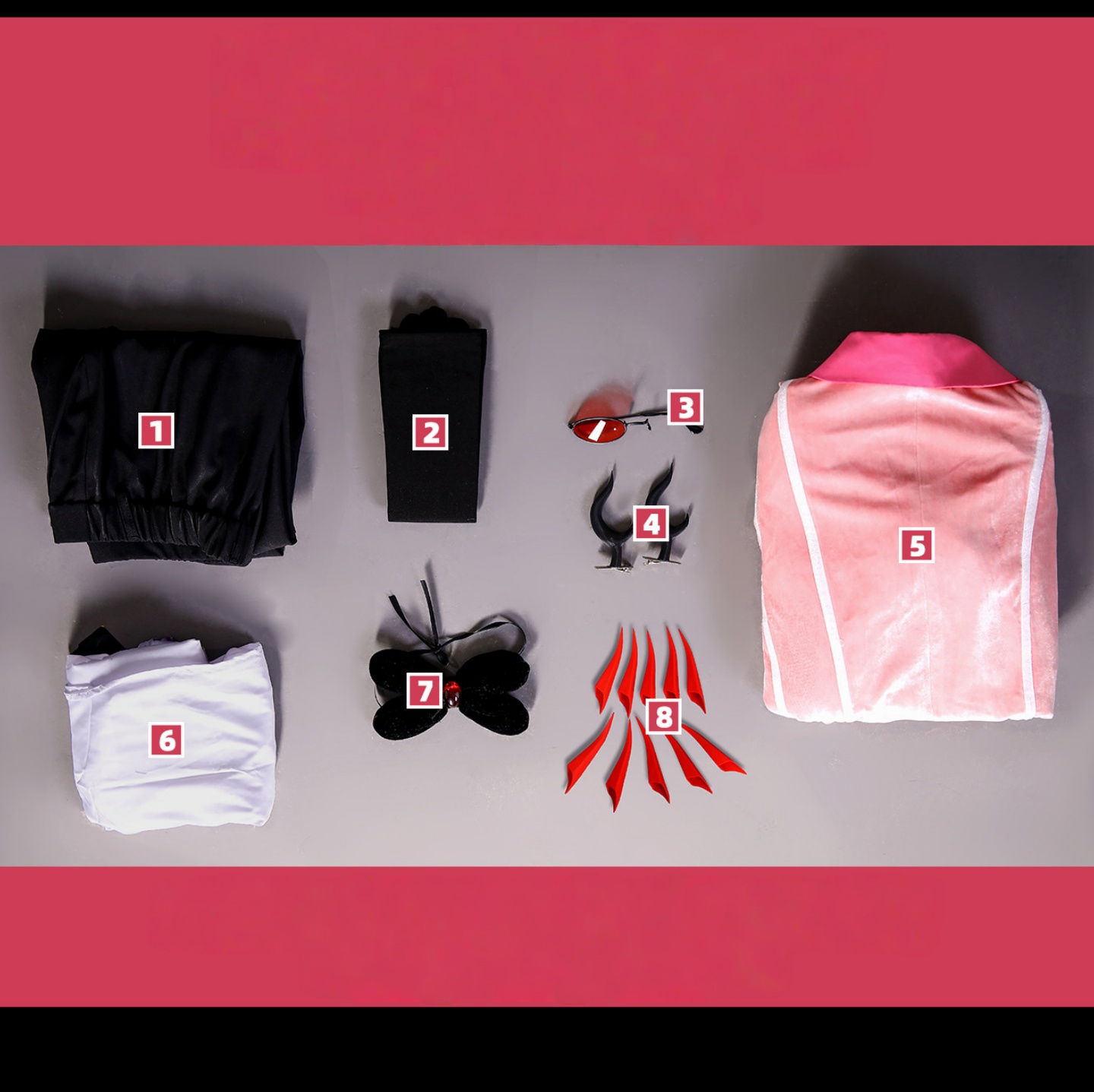 Hazbin Hotel Alastor Cosplay Costume Radio Demon Pink Suit Uniform