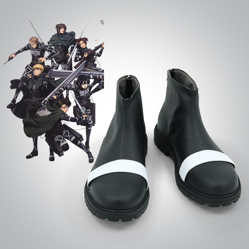Attack On Titan Final Season Levi Ackerman Mikasa Black Cosplay Shoes