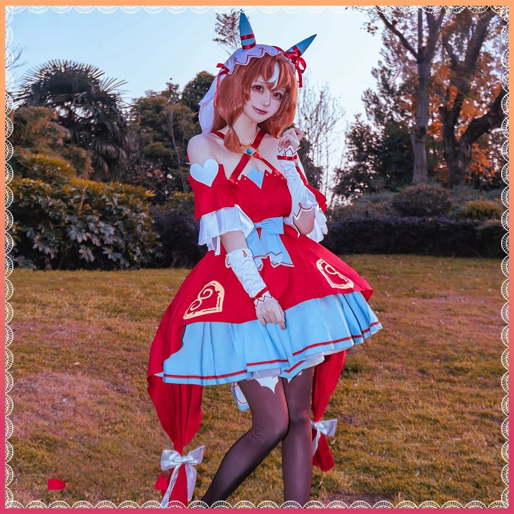 Umamusume Pretty Derby Still in Love Cosplay Costume  Red Kawaii Lolita Dress